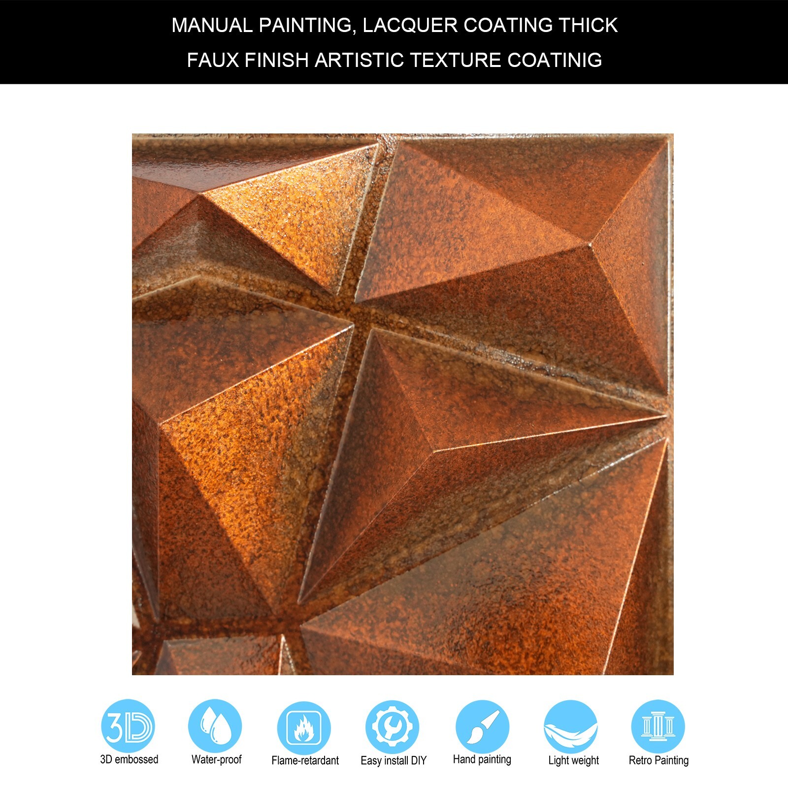 Artistic 3D Ceiling Tile Aged Artwork Panels Decor PLM101 Archaic copper 10pcs