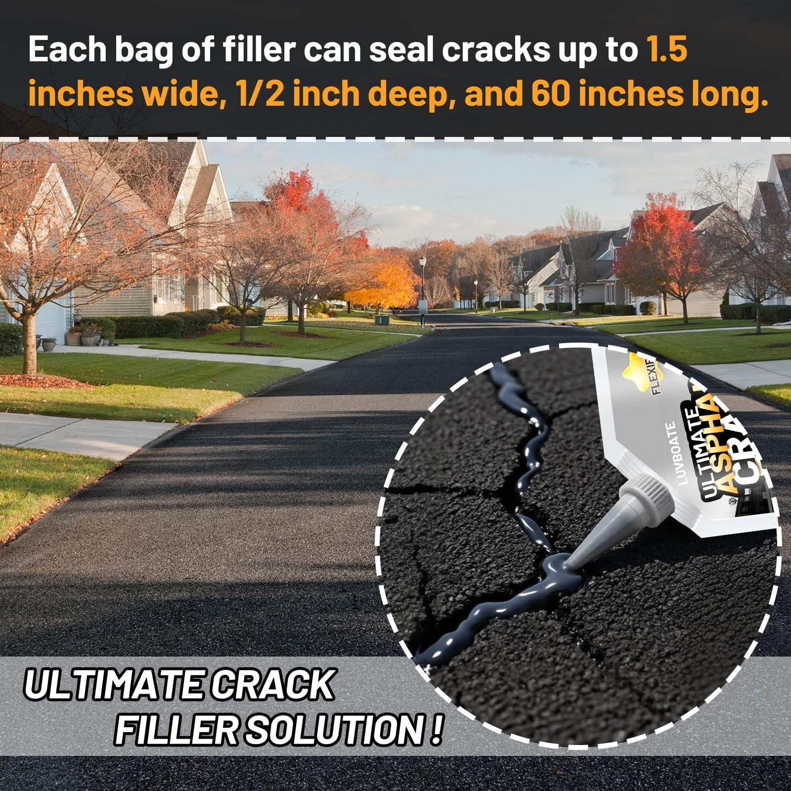 Asphalt Crack Filler, 1.5LB High Elasticity Driveway Crack Filler, Self Level…