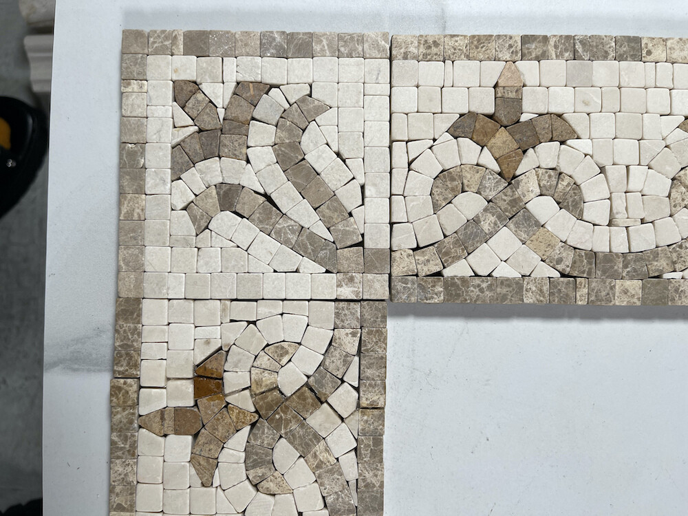 B0029CT Marble Mosaic Border Decorative Accent Tile Palm Emperador 4×4 Tumbled