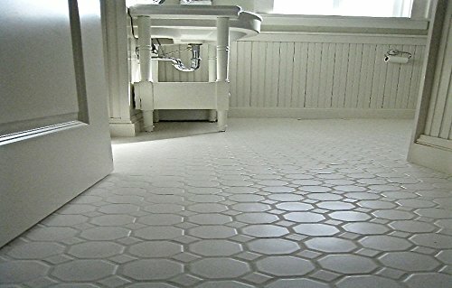 Octagon 2″ Retro Porcelain White Matte Floor and Wall Mosaic Tile, 11.5×11.5