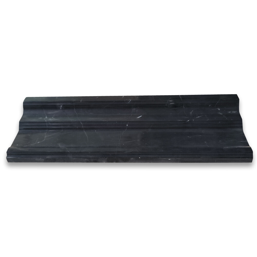N02P Nero Marquina Black Marble Large Cap Crown Square Edge Trim Molding