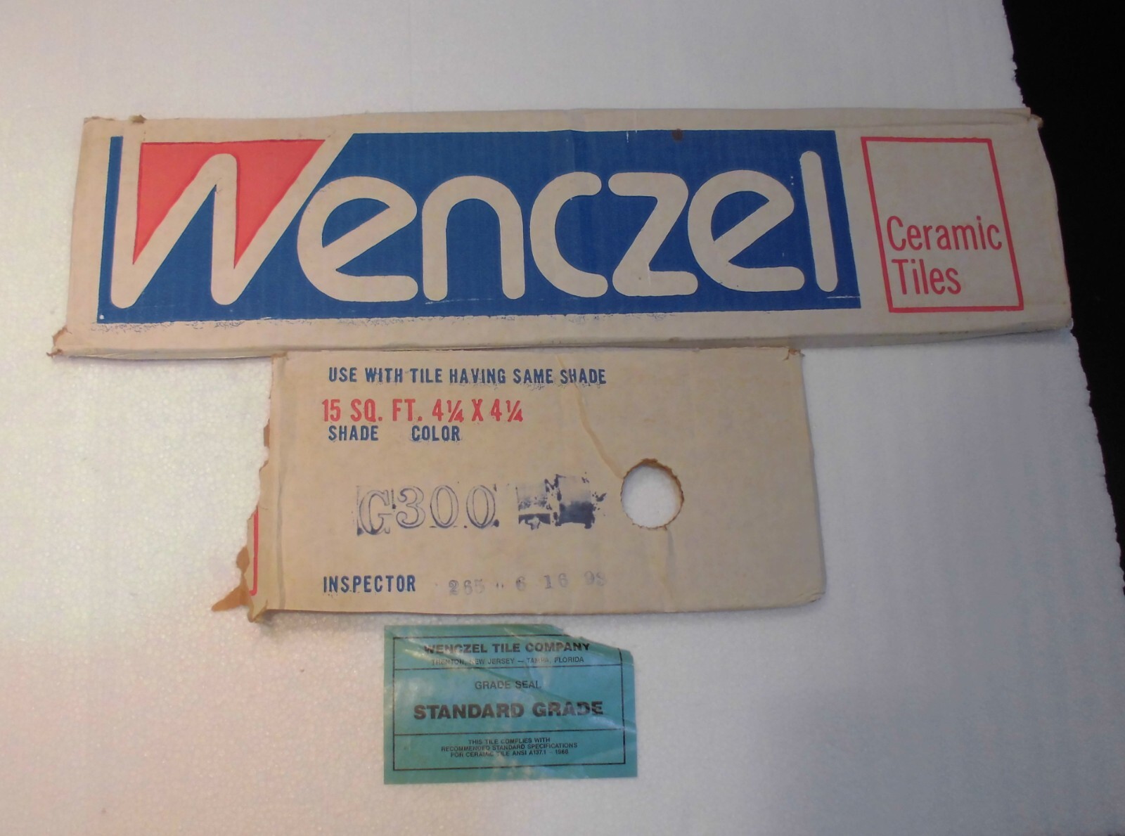 1 pc. Chark White: Glossy Ceramic Bullnose Tile by Wenczel 2″ X 6-1/16″ NOS