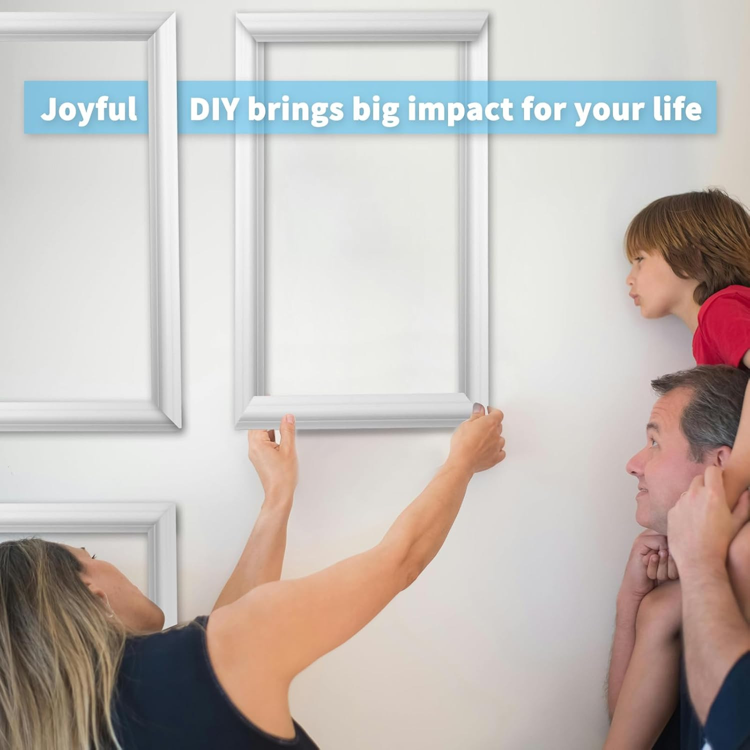 Pre-Cut Wall Molding Set of 6 Pcs, Ready-To-Assemble Wainscoting Panels for Inte