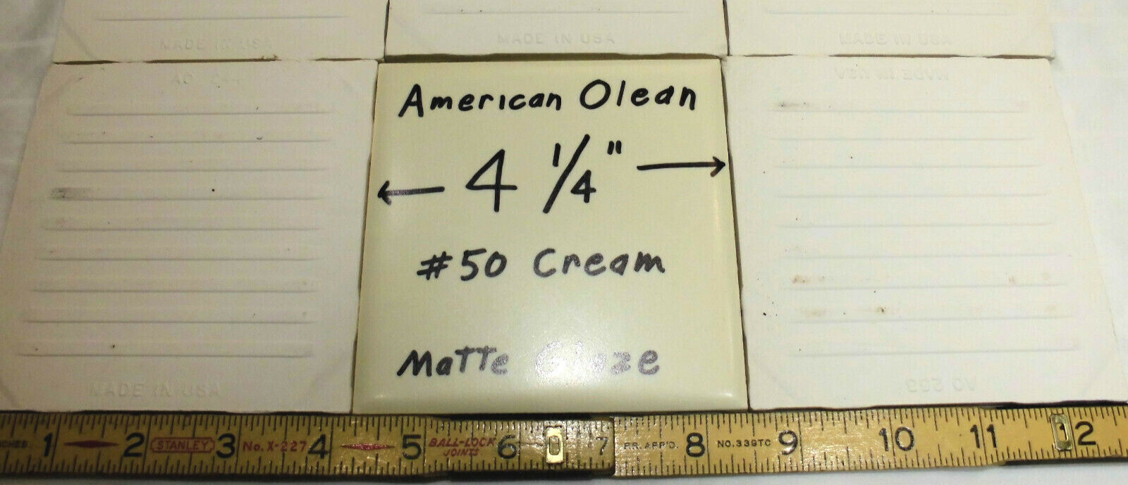 1 pc. Matte Cream by American Olean: Soft-Vanilla /Pale-Yellow from 1960’s NEW
