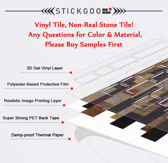 STICKGOO Arabesque Peel Stick Backsplash Tiles 12×12 10 Pack Multi