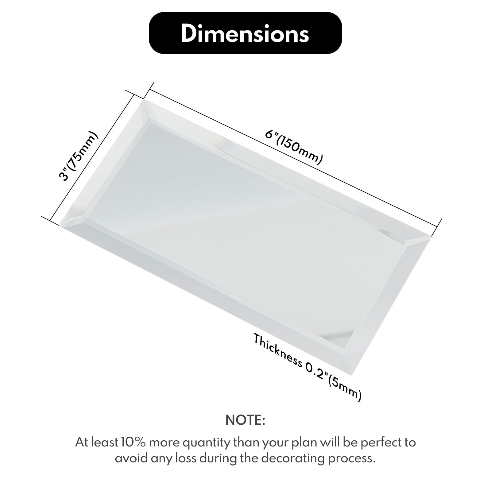 Mirror Subway Tile, Beveled Mirror Backsplash 3×6 Inch for Kitchen Bathroom W…