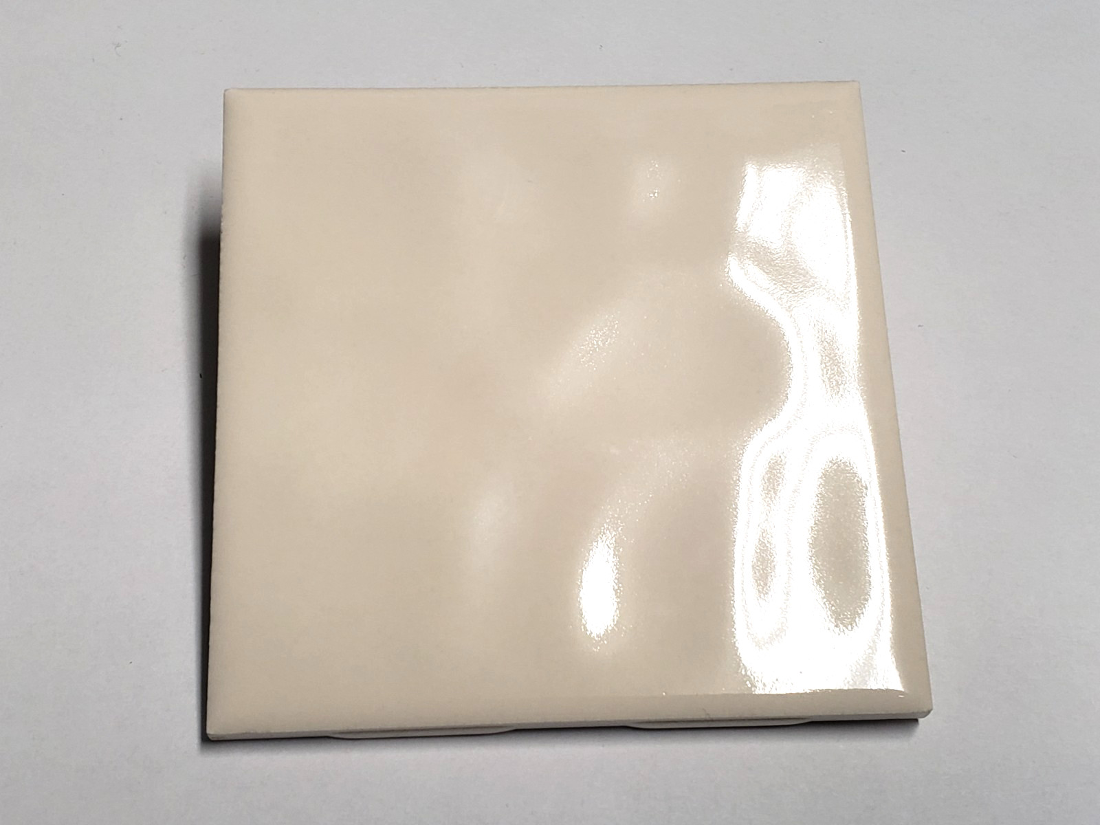 Vtg Lot 12 Huntington Pacific Ceramic Tiles Almond Glyce Gloss Wavy Ripple 4 1/4