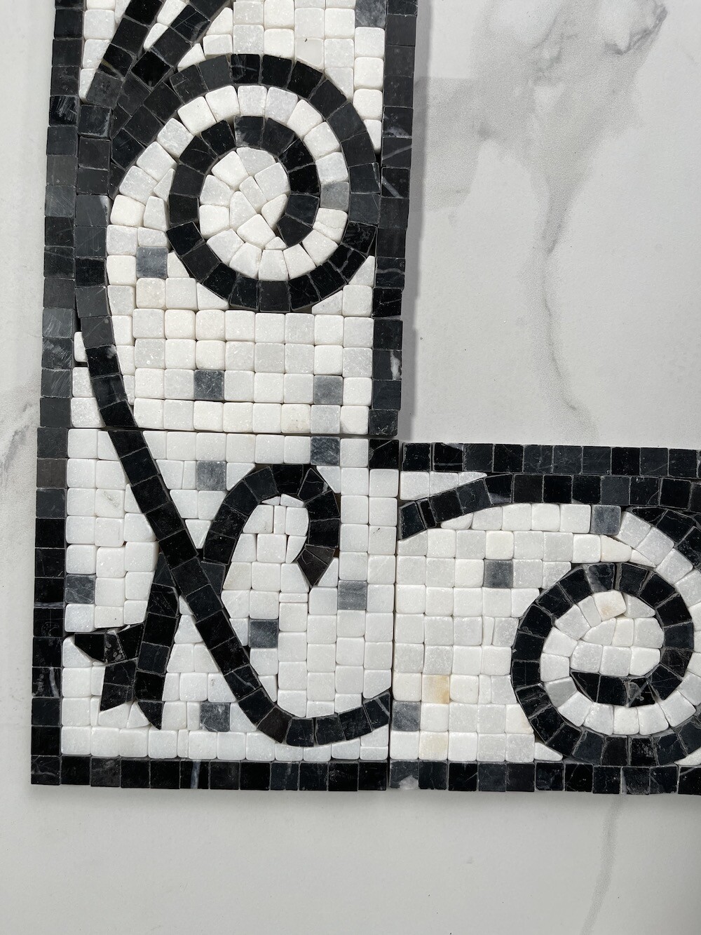 B0068CPT Marble Mosaic Border Accent Tile Garden Nero 4.7×4.7 Polished Tumbled