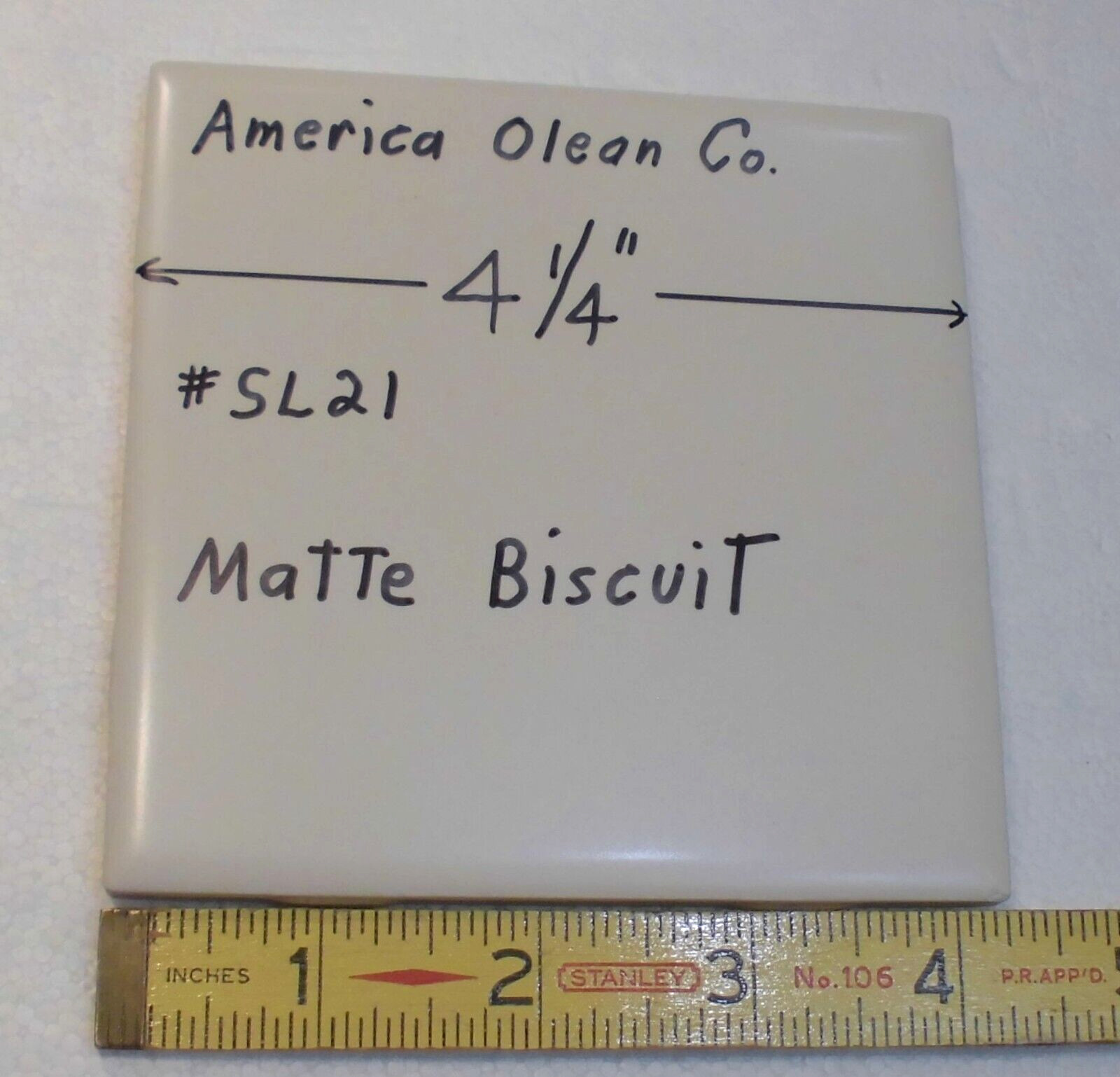 1 pc. Matte Biscuit #SL21: Ceramic Tile by American Olean 1990’s “Starting Line”