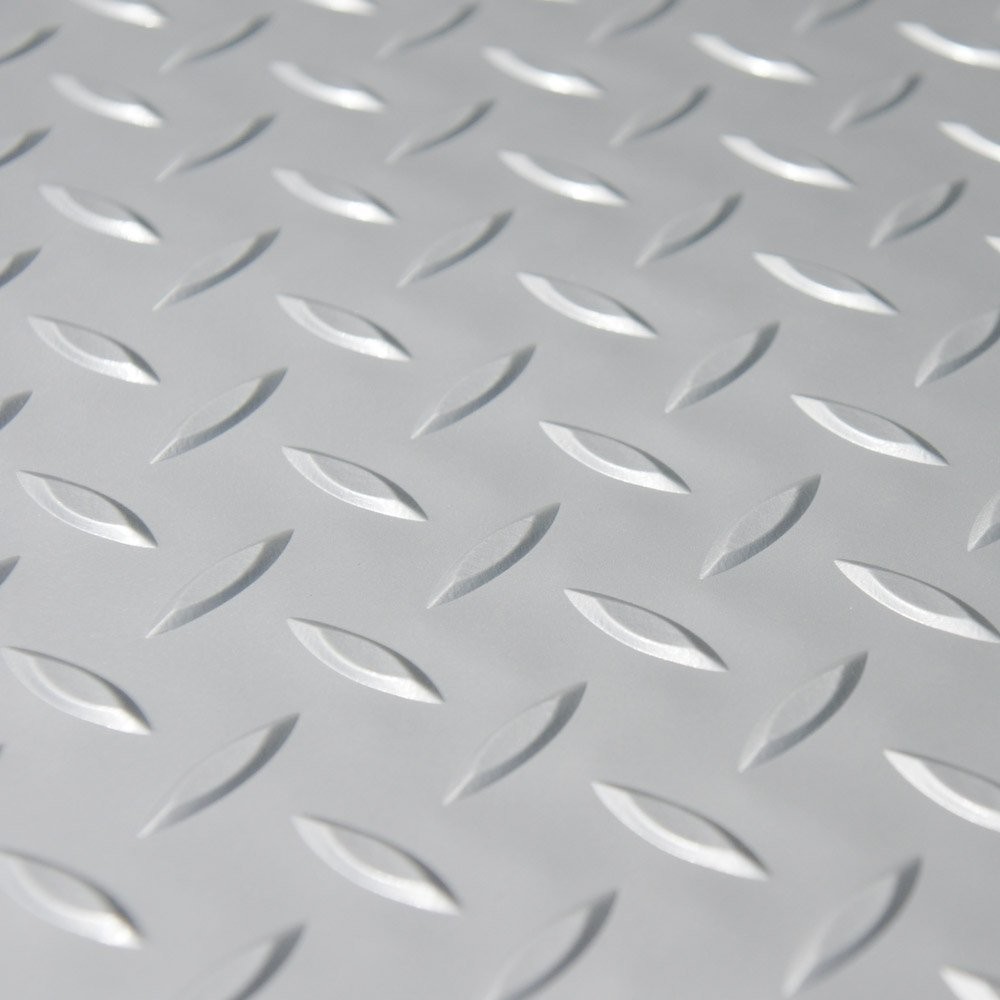 Rubber-Cal Diamond Plate Metallic Pvc Flooring Silver 2.5Mm X 4 X 9 03-W266-S-09