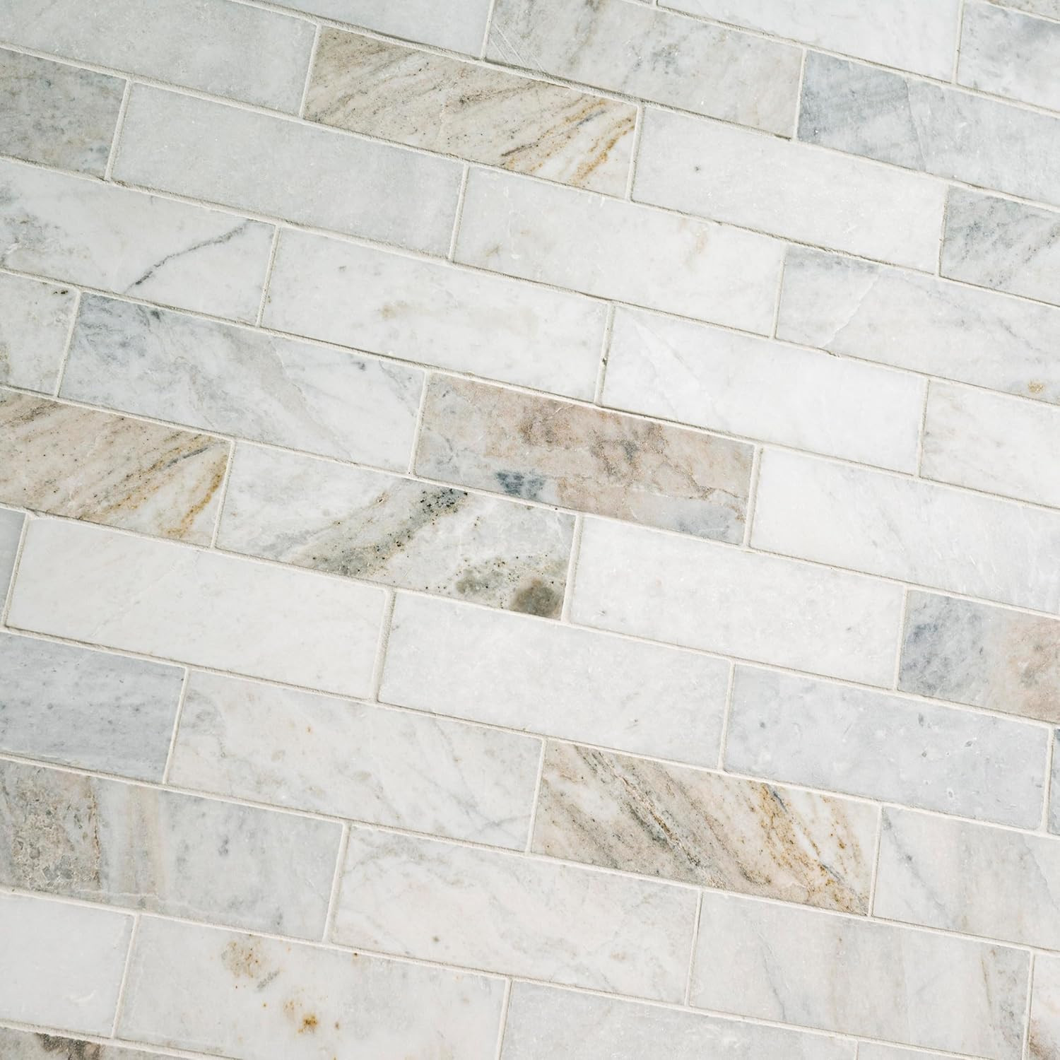 Arabescato Venato White Honed Marble Subway Tile 2×6 for Backsplash & Shower