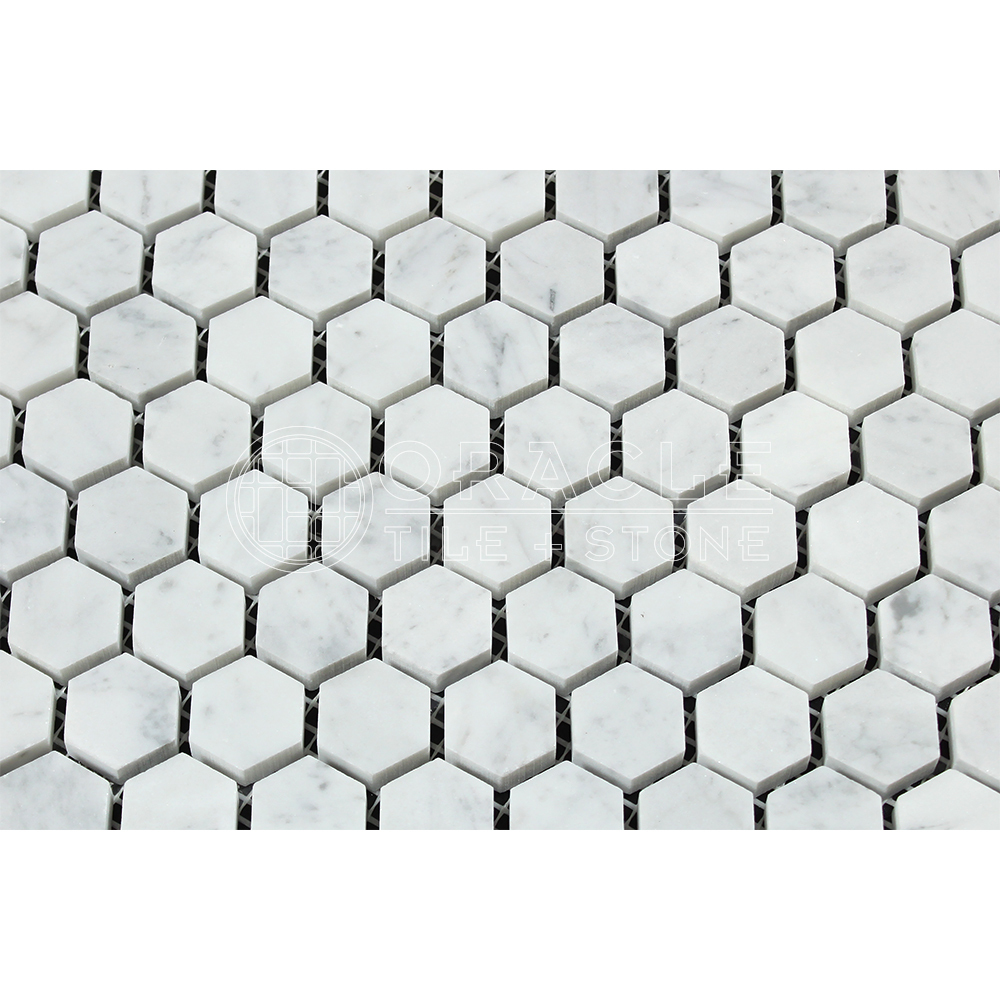 Carrara White Italian (Bianco Carrara) Marble 1 inch Hexagon Mosaic Tile