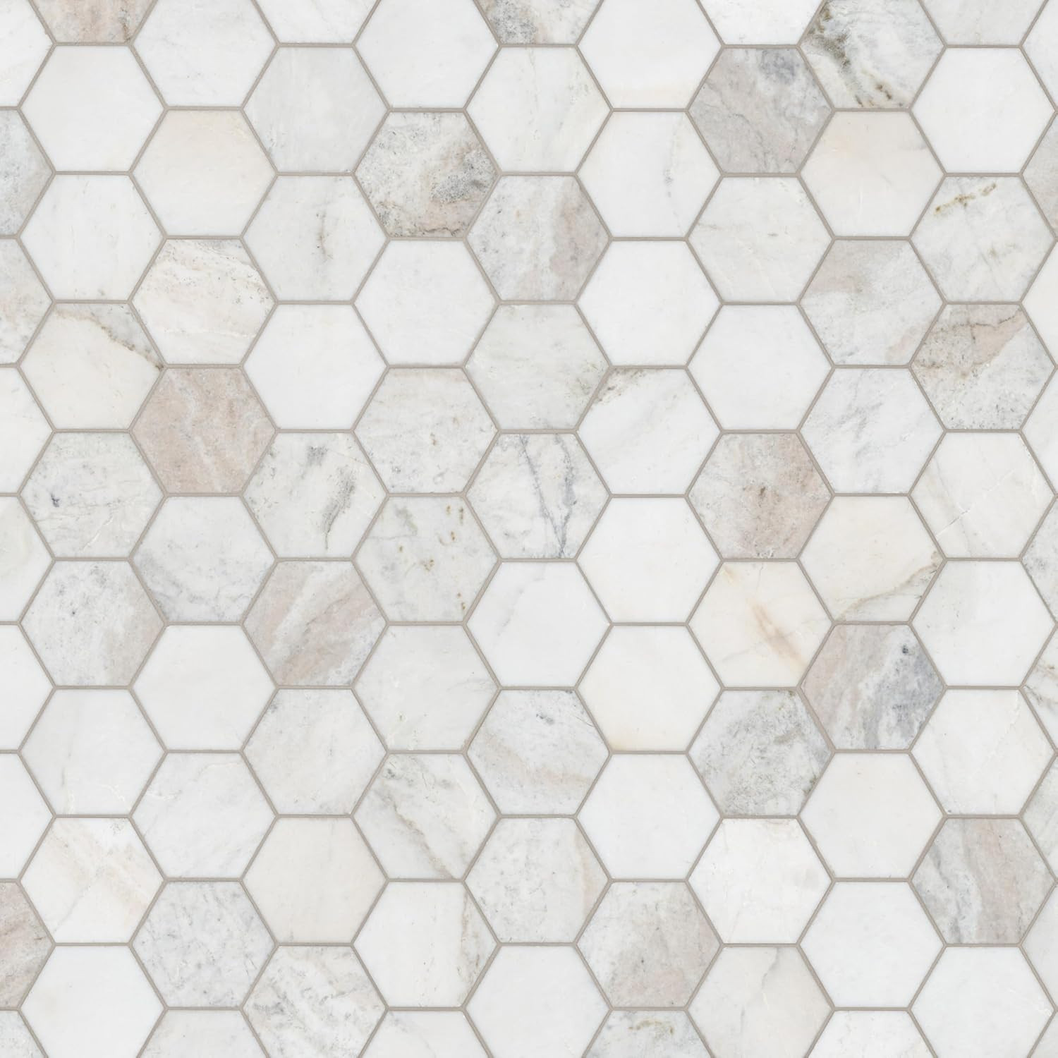 Arabescato Venato White Hexagon Honed Marble Tile for Elegant Spaces