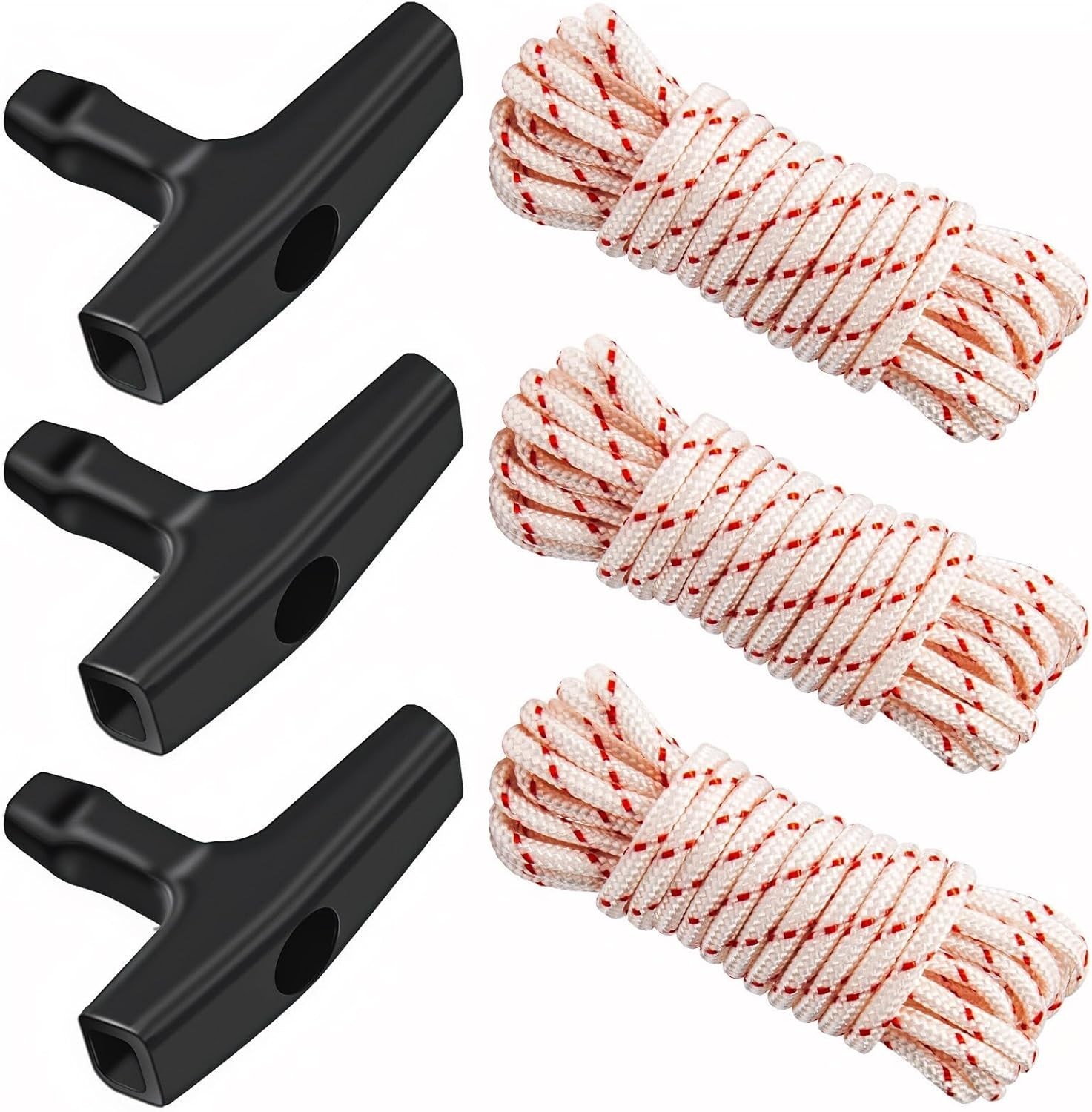 3 Pack, 10 ft x 9/64″ (3.5mm) Pull Cord Rope with Handle, Premium Starter Rope w