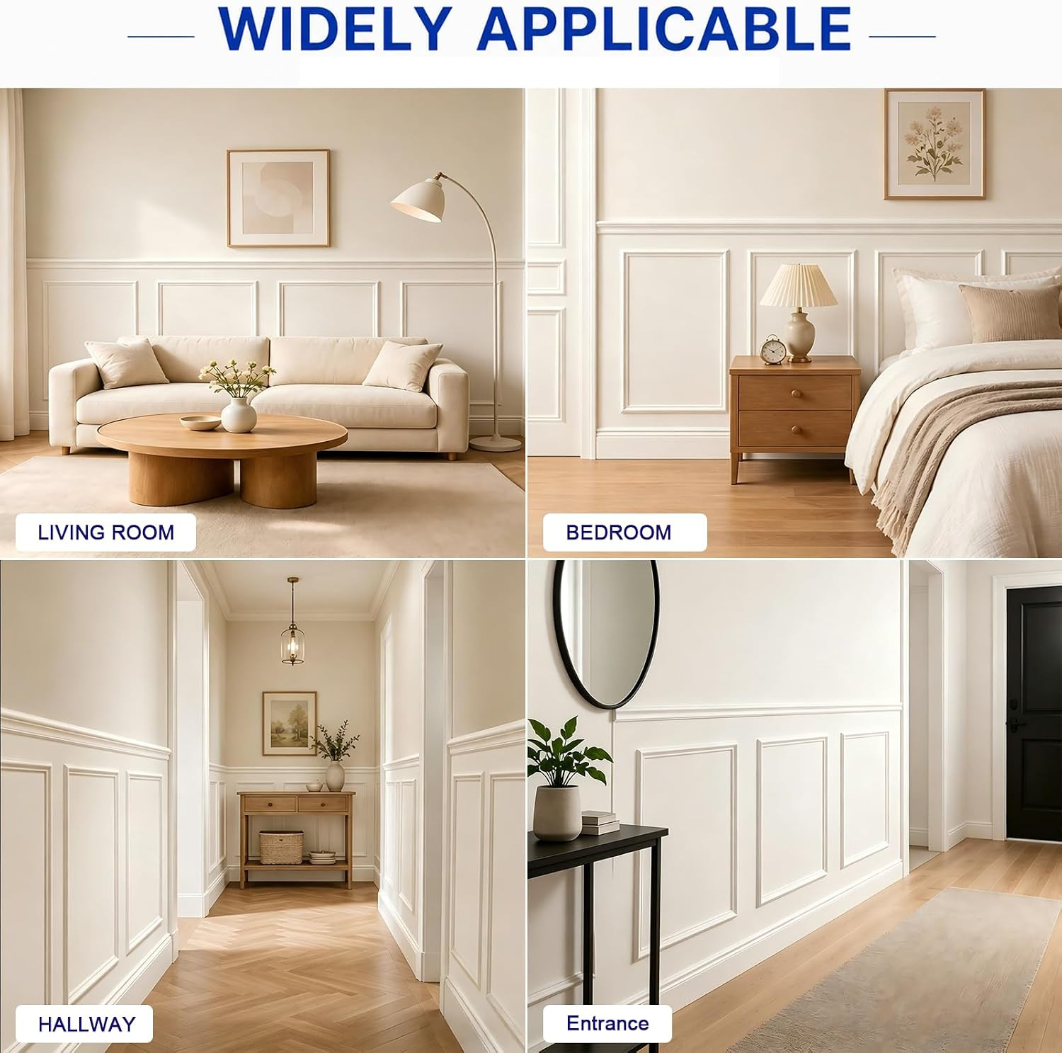3 Set Peel and Stick Wall Molding Kit,Pre Cut Wainscoting Panels,24X32In | Self