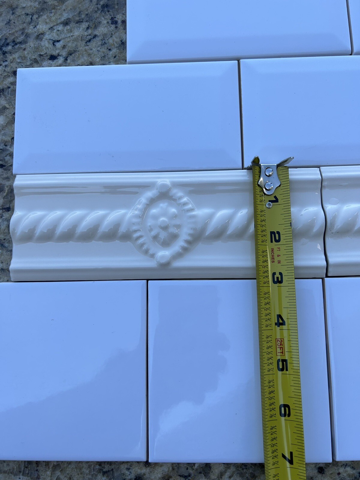 Vanilla Ivory Decorative Tile Borders Listello 7 7/8in X 2 3/4in