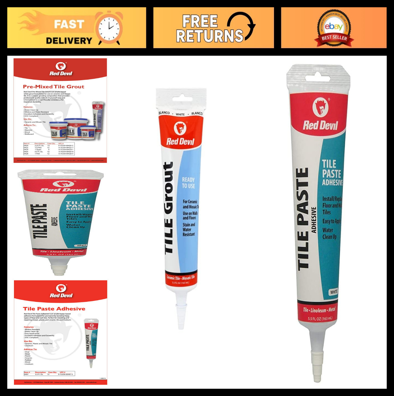 Tile Grout and Adhesive Bundle for Home Improvement – Easy Application, Strong H