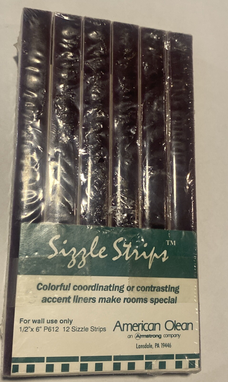 Pack 12 IMPERIAL PURPLE Ceramic Tile Pencil Liner Sizzle 1/2″ X 6 American Olean