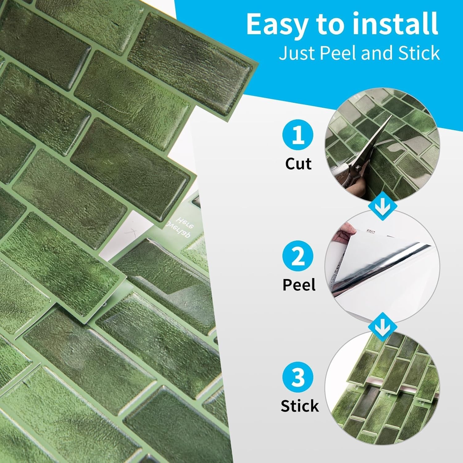 Transform Your Kitchen with Jade Green 10-Sheet Peel and Stick Tiles – 12″x12″