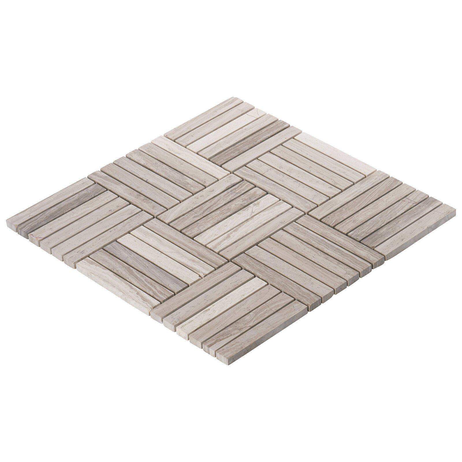 Taupe Gray White Oak Marble Stone Parquet Mosaic Tile Kitchen Wall Backsplash