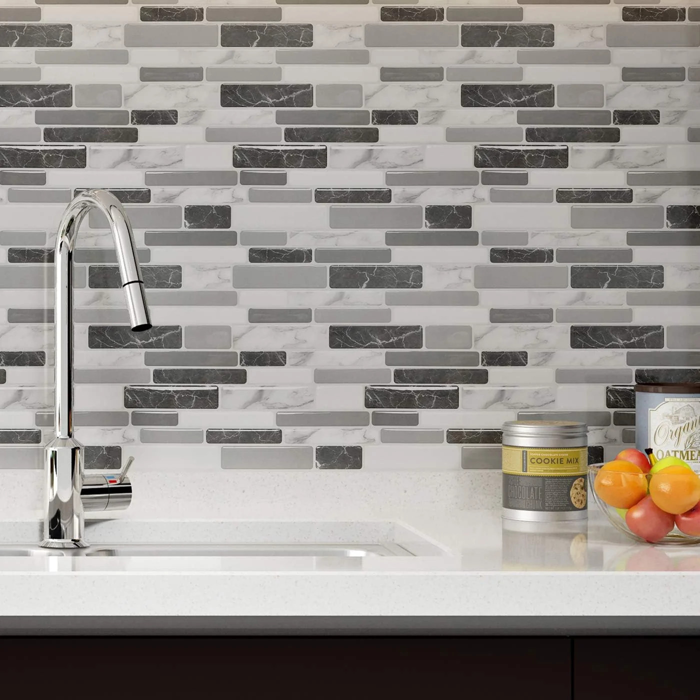 10-Sheet Peel and Stick Kitchen Backsplash Tiles, 12″x12″ Self-Adhesive Marble G