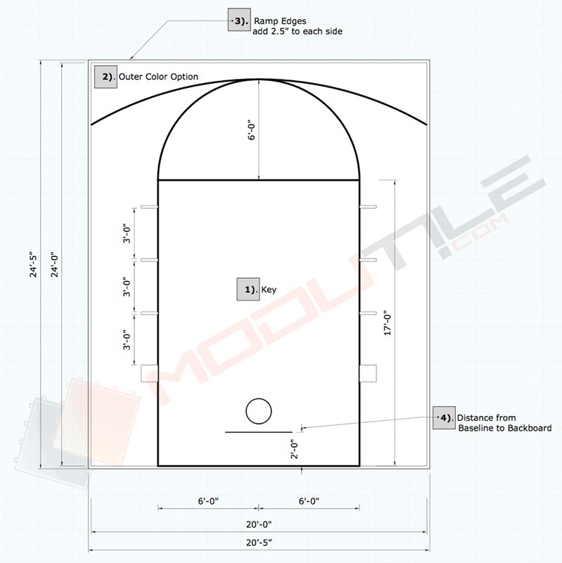 20ft x 24ft Outdoor Basketball Half Court Kit-Lines and Edges Included-Green/Blk