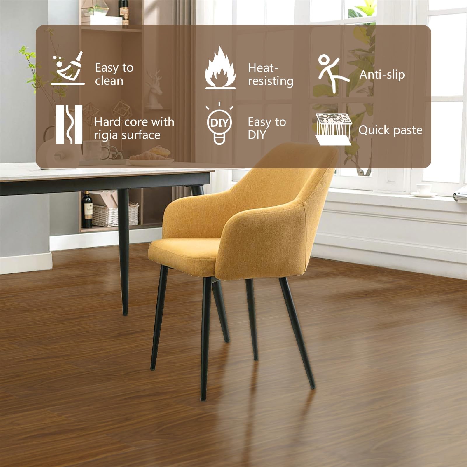 Light Brown Peel and Stick Floor Tile 36-Pack 54 Sq.Ft Luxury Thicken Vinyl W…