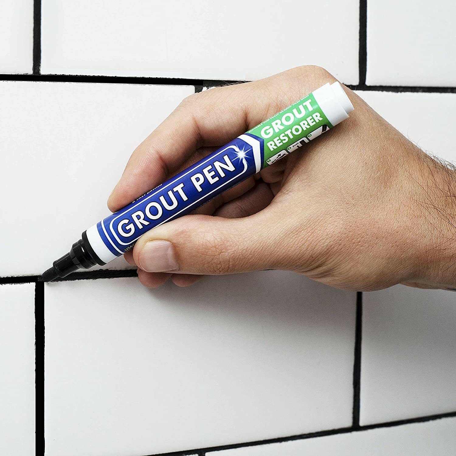 Grout Pen Black Tile Paint Marker: Waterproof Tile Grout Colorant w/ Extra Tips