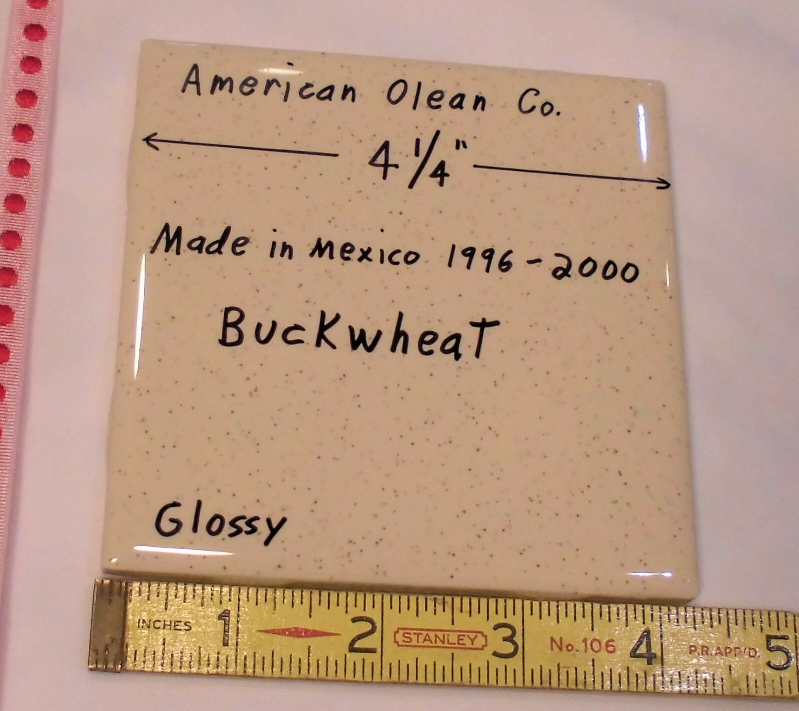 1 pc. Buckwheat Glossy Ceramic Tile #46 by American Olean 4-1/4″ New Version