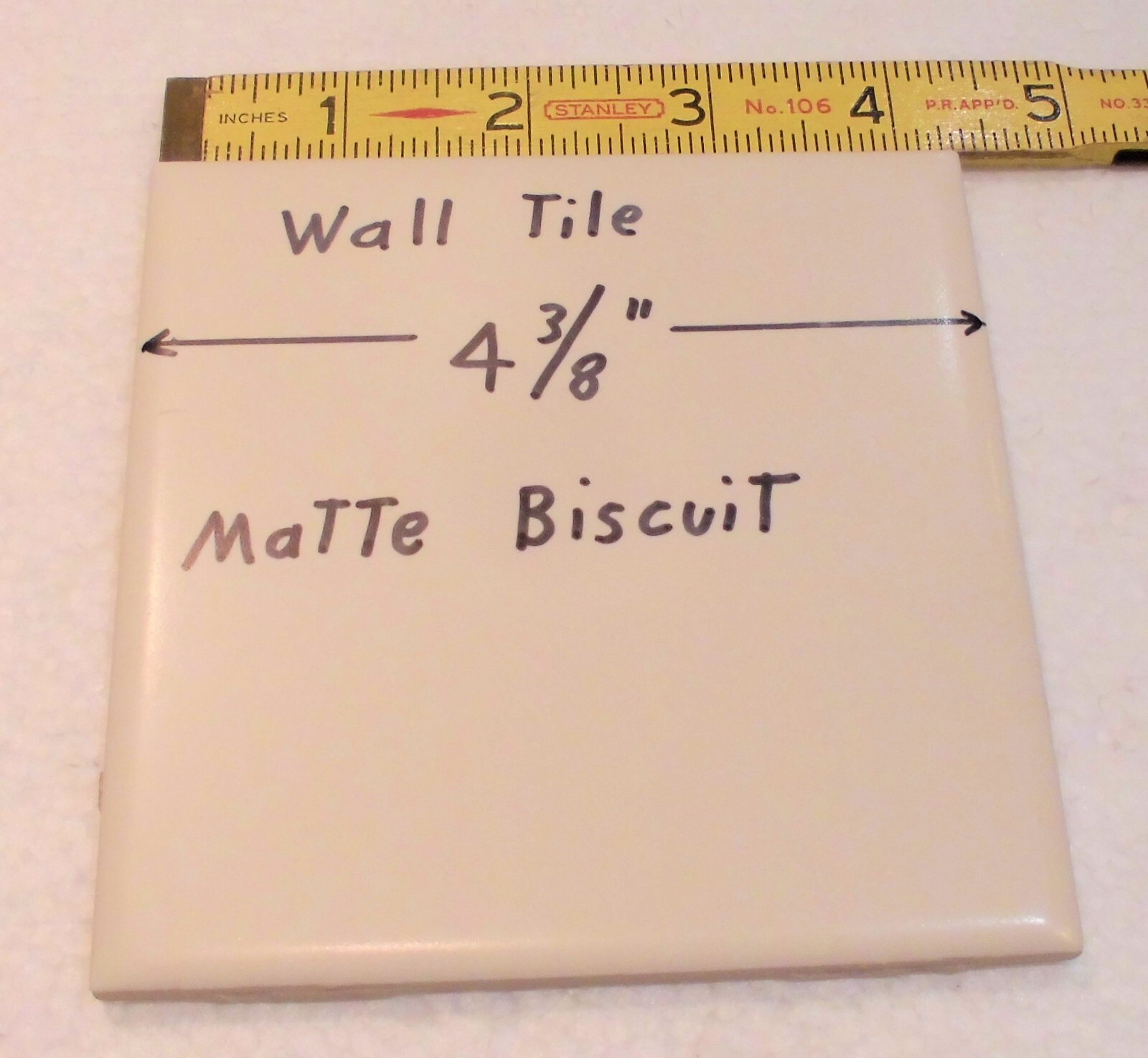 1 pc. Matte Ceramic Wall Tile *Biscuit Color* 4-3/8″ X 1/4″ thick, off-white,