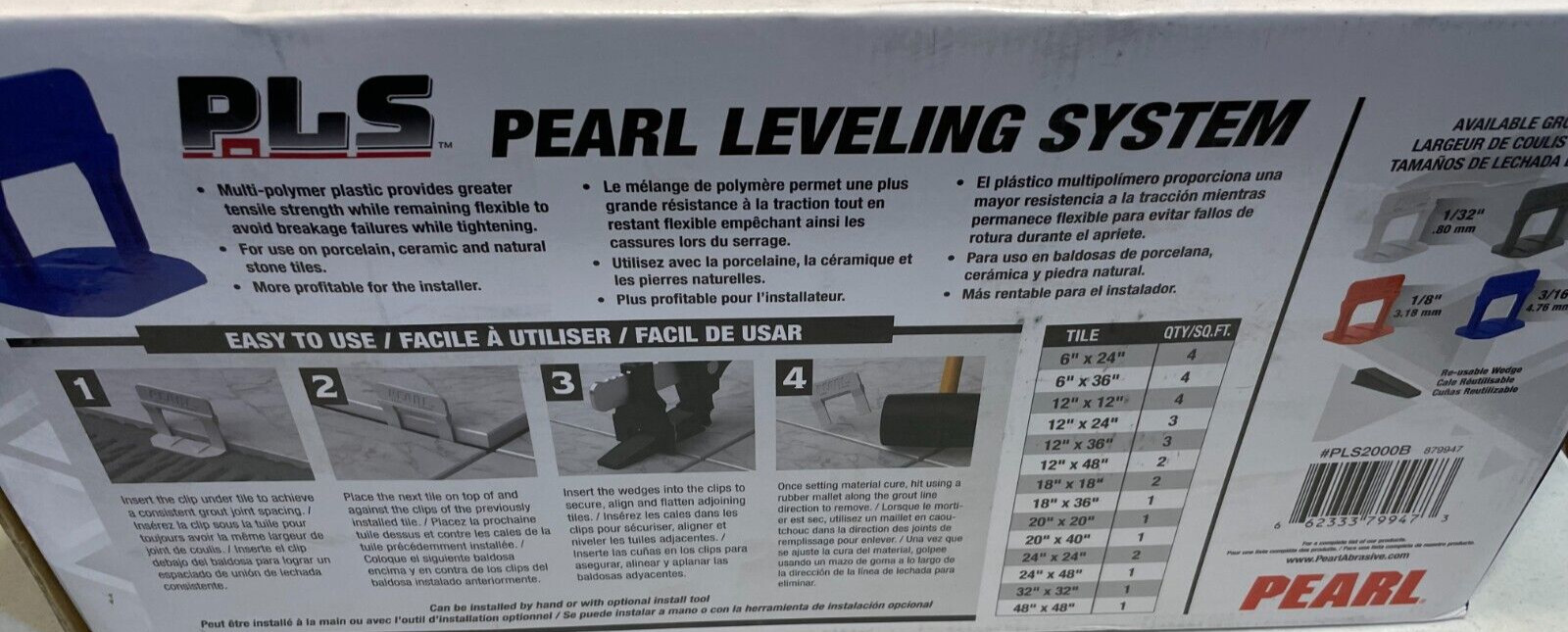 Pearl Abrasives Tile Spacers Leveling System 2000pc – 3/16in Tile Leveling Clips