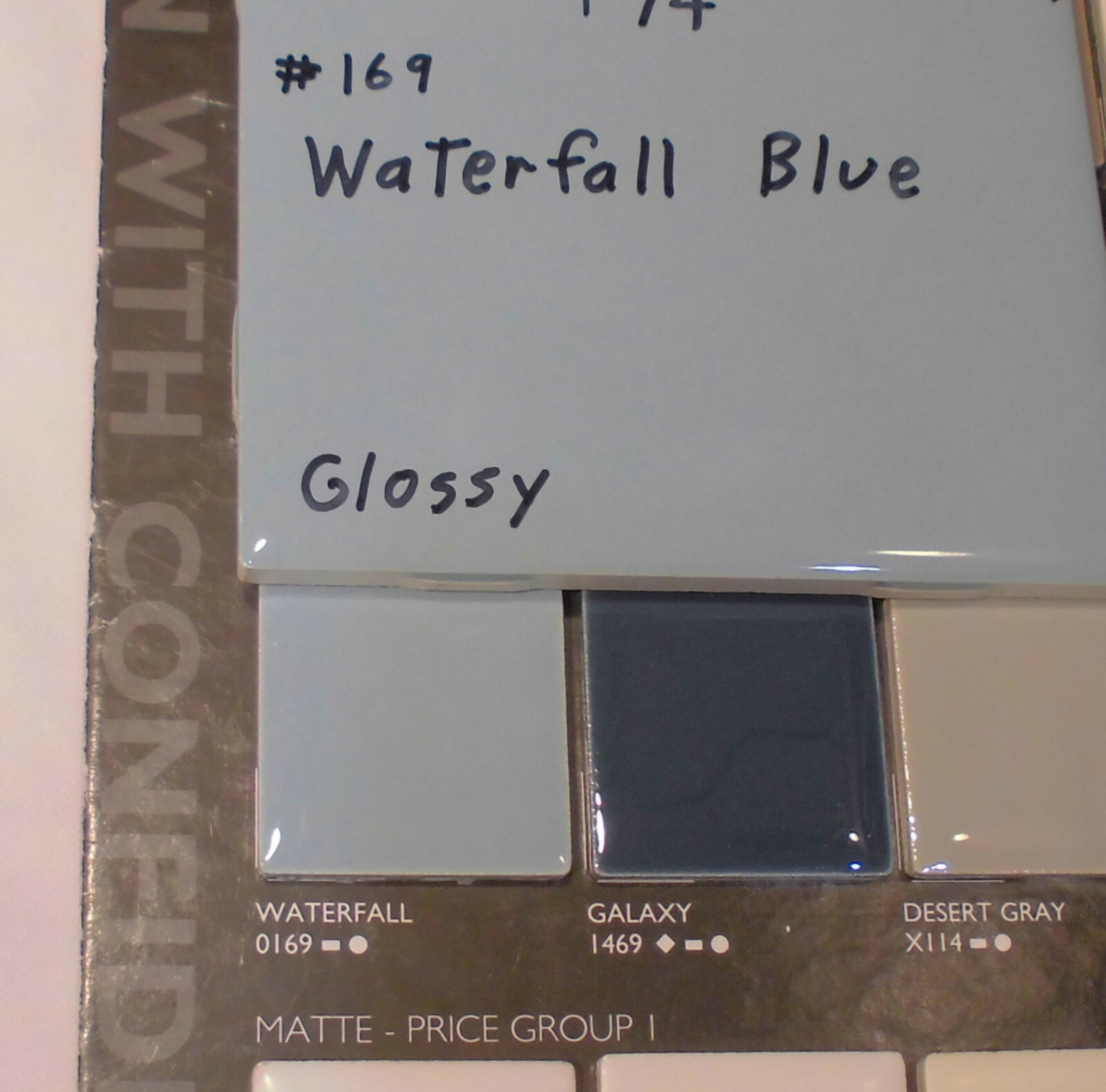 5 pcs. Waterfall Blue: 4-1/4″ Glossy Ceramic Tile by Daltile, Light Blue, NEW