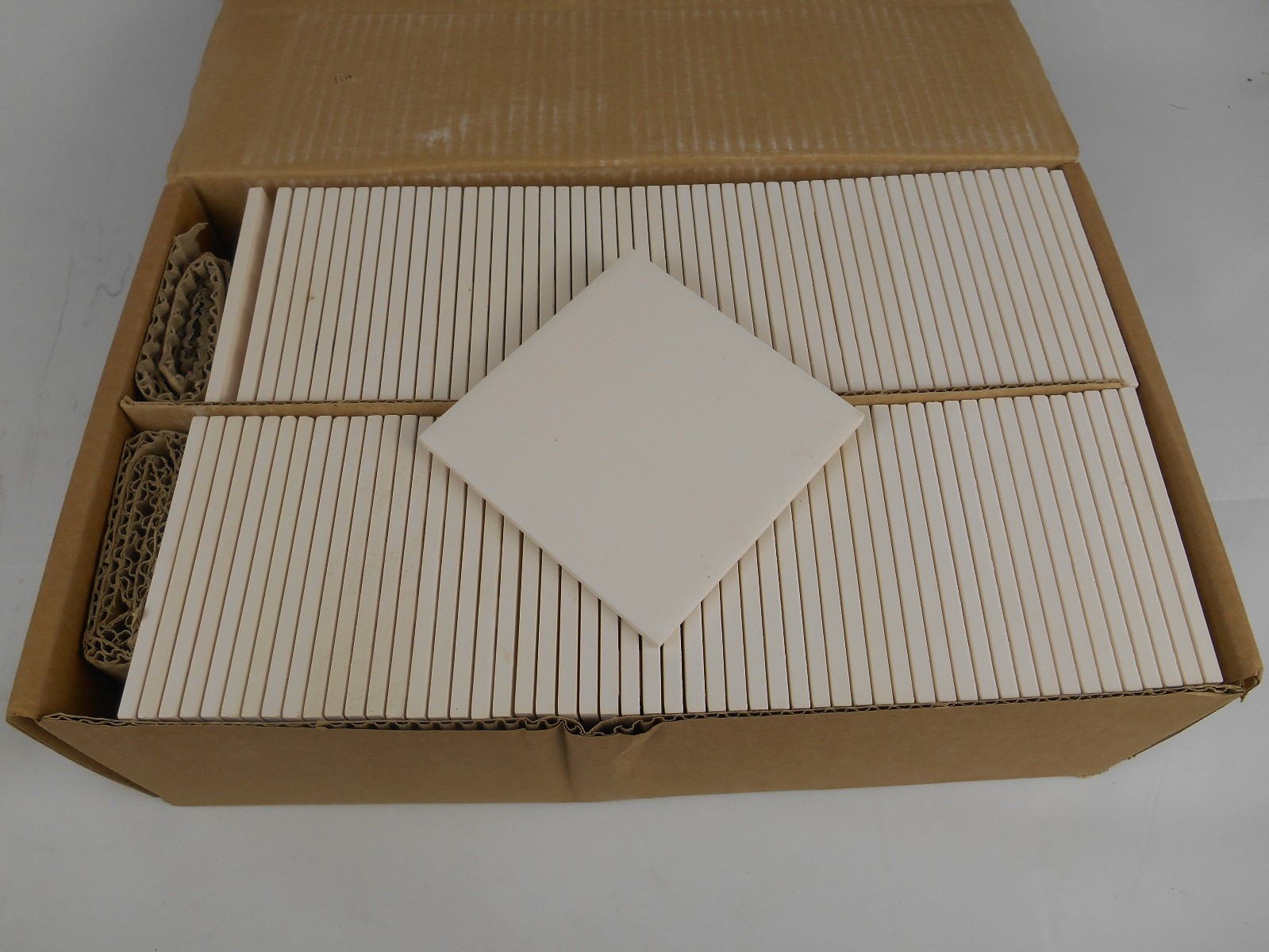 Case of 108 H&L Smith 4-1/4″x4-1/4″ Unglazed Ceramic Tiles NOS
