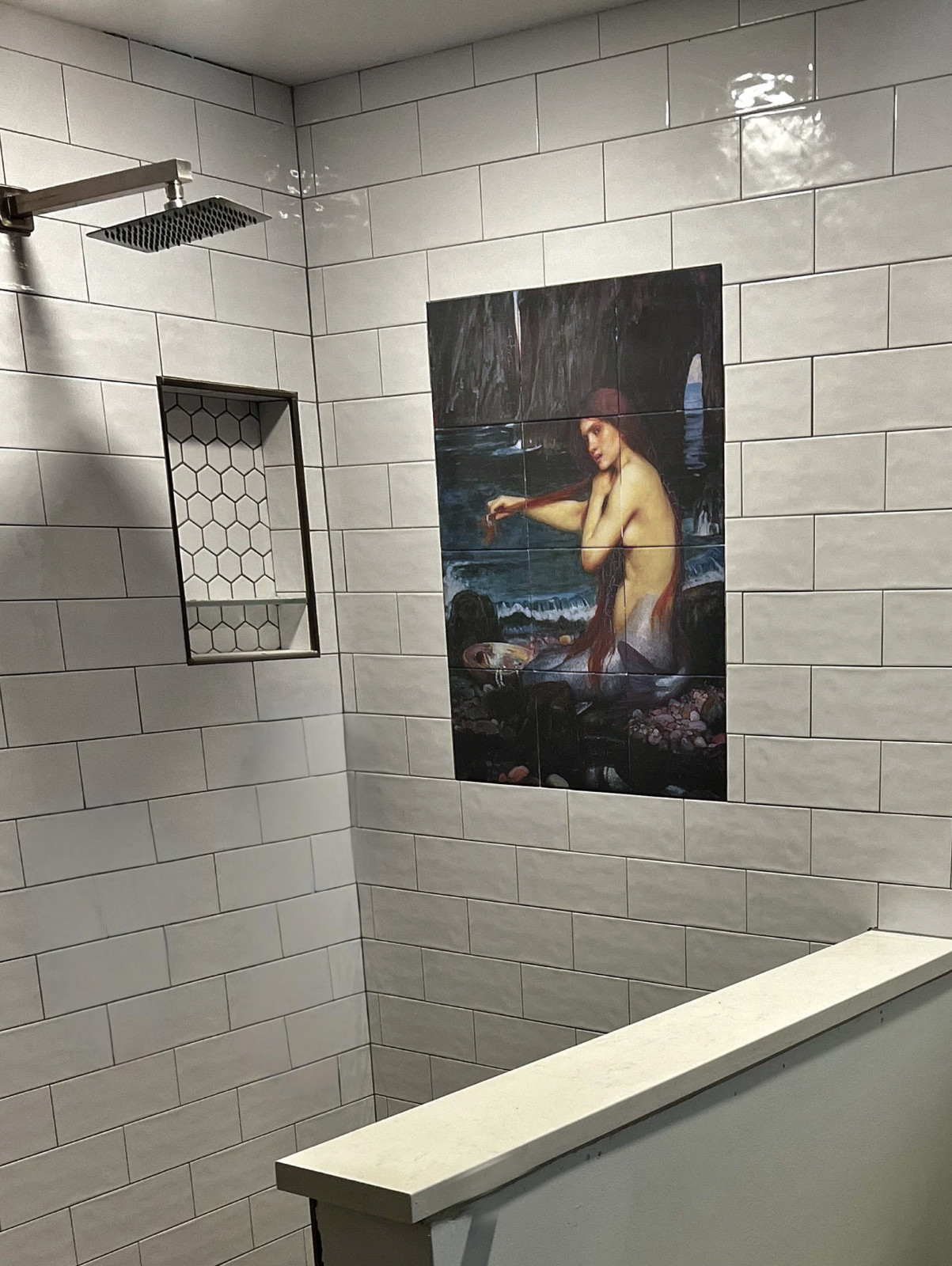 Waterhouse Mermaid Tile Mural, Mythic Siren for Bathroom Décor, Meramid Tiles