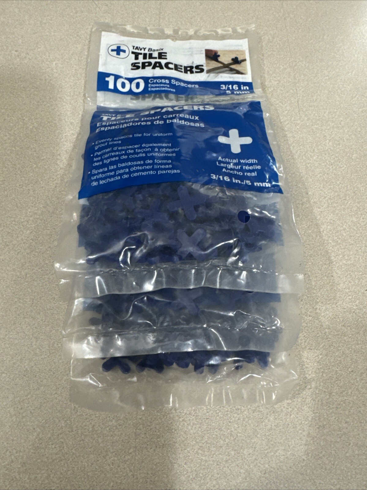 Tavy Basix 100 Pack Cross Tile Spacers 3/16in 5mm – Blue – **NEW** LOT OF 3