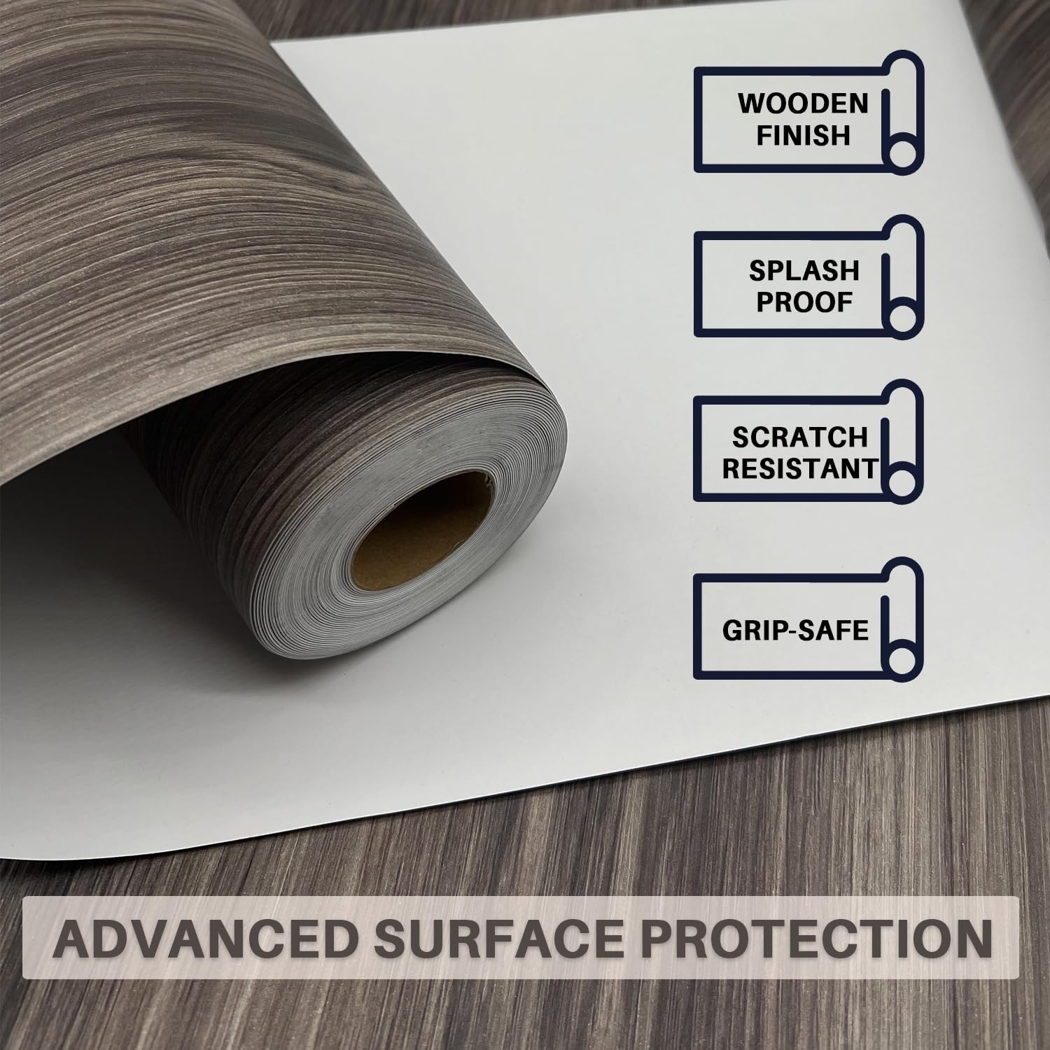 Versatile Wood Grain Peel & Stick Flooring – Durable 11.8” x 9.83 Feet Roll