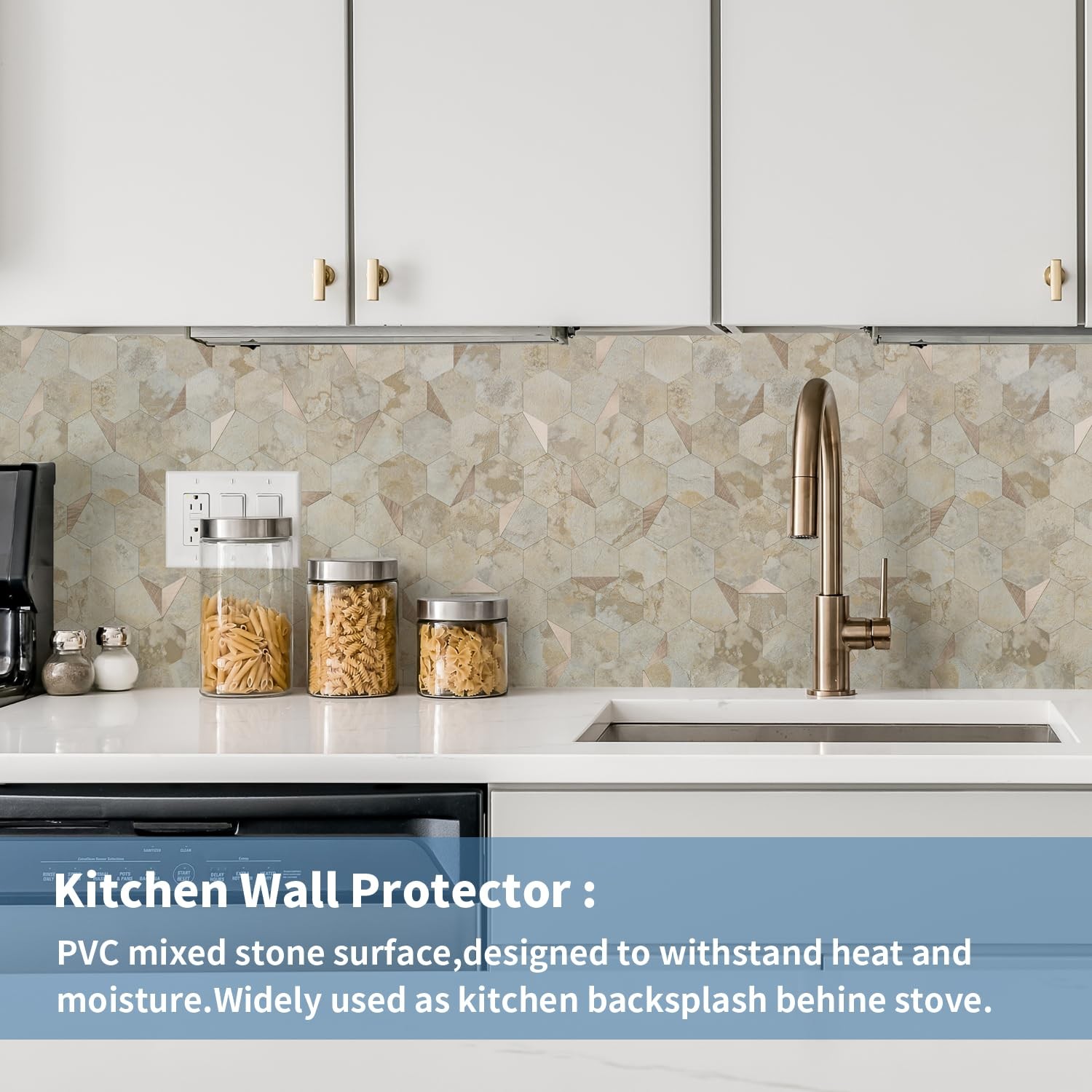 OYASIMI 10-Sheet Heavy-Duty Hexagon Peel and Stick Backsplash, Thick Waterproof