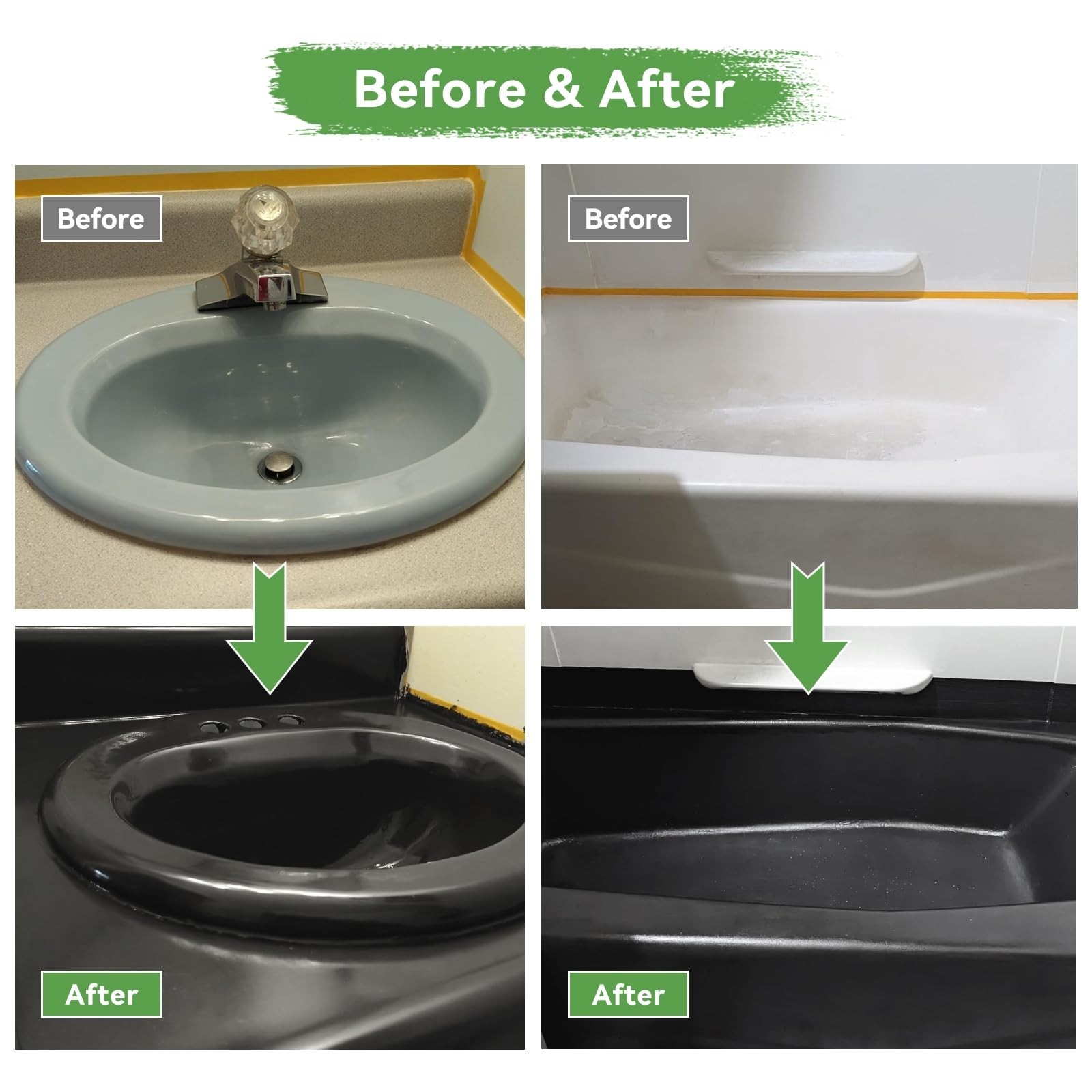 16 oz Waterbased Black Tile Paint – Bathtub/Washbasin/Toilet/Countertop Refinish