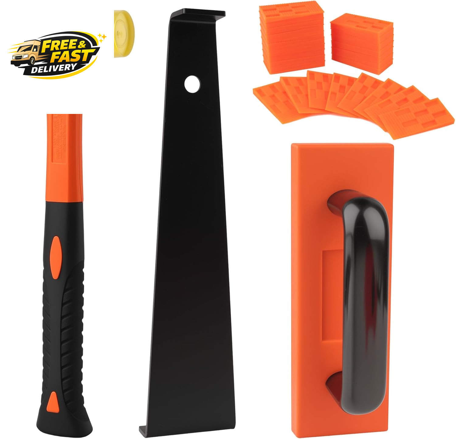 43-Piece Laminate Flooring Tools with Sturdy Double-Ended Hammer, Steel Return H