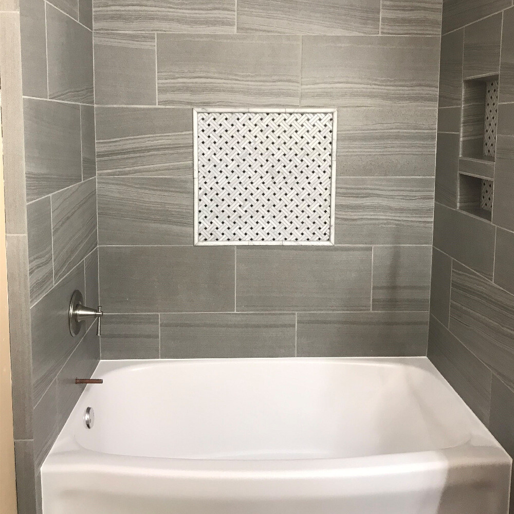 C691XP Carrara White Diagonal Basket Weave Stanza Marble Mosaic Tile Polished