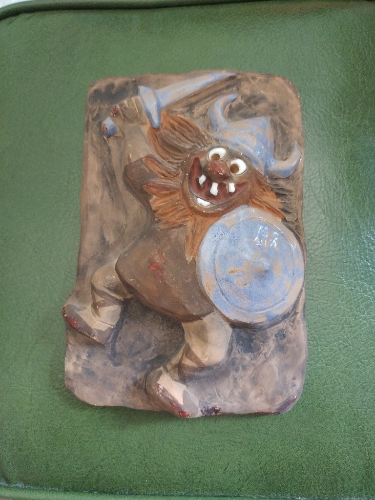 Vintage Viking Tile – Unique Clay Tile – Fantasy Decor – Made In Denmark Danish