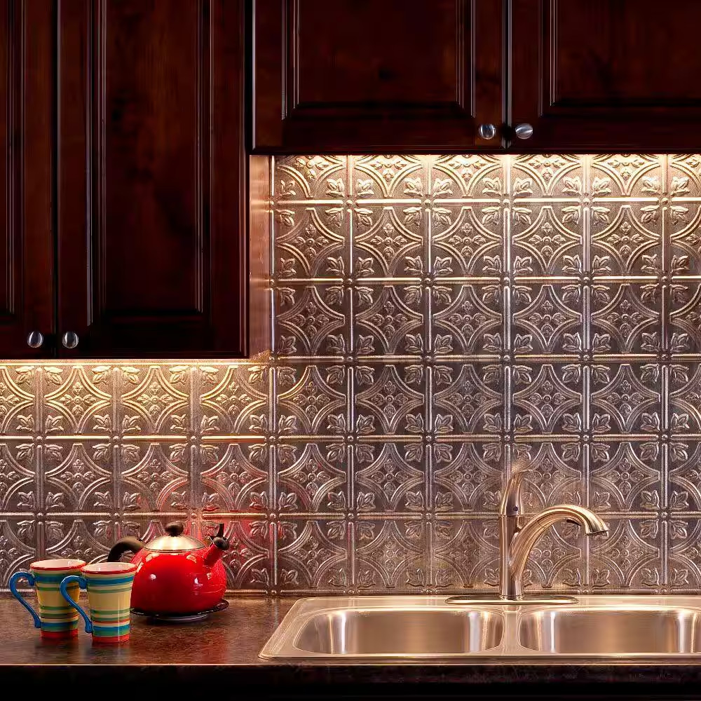 18.25 In. X 24.25 In. Crosshatch Silver Traditional Style # 1 PVC Decorative Bac