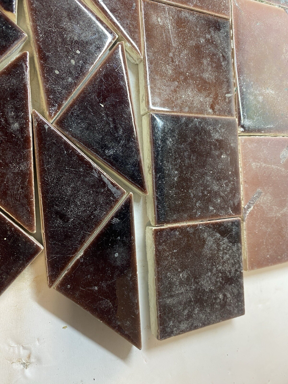 Vintage Lot Of 20 Reclaimed Salvage Wall Tiles Various Sizes And Conditions