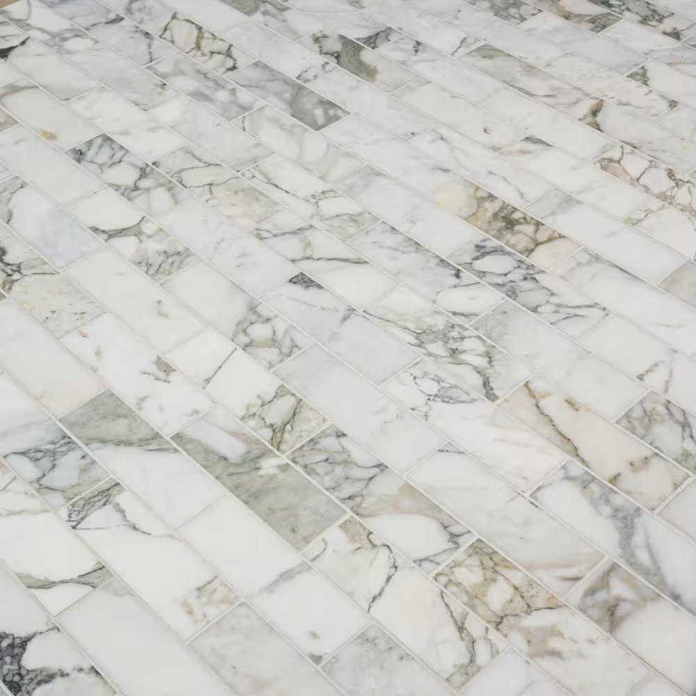 Coranado Green 12 In. X 12 In. Honed Marble Mesh-Mounted Mosaic Floor and Wall T