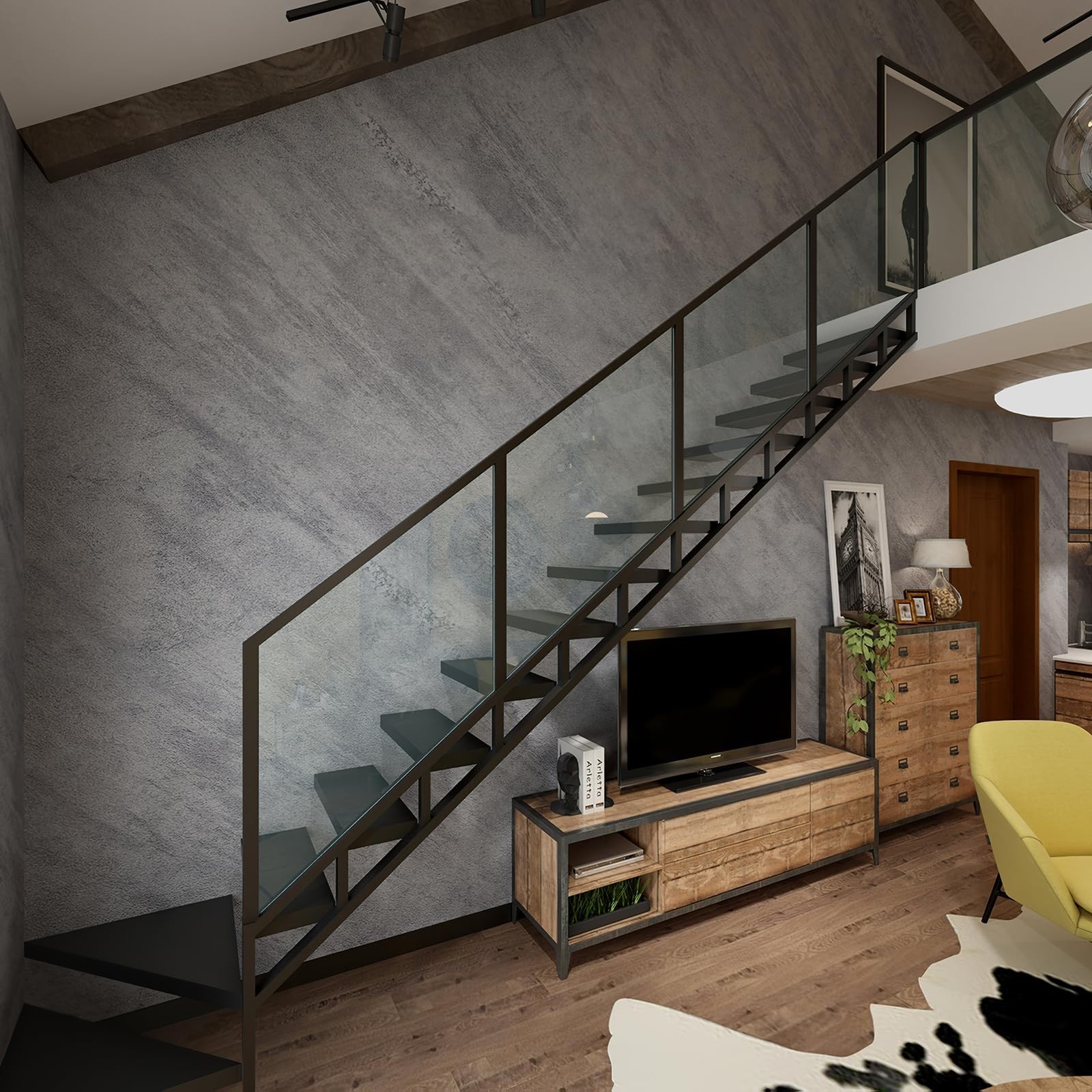 3yecao 16″×591″ Large Size Grey Concrete Wallpaper Peel and Stick 3D Thick