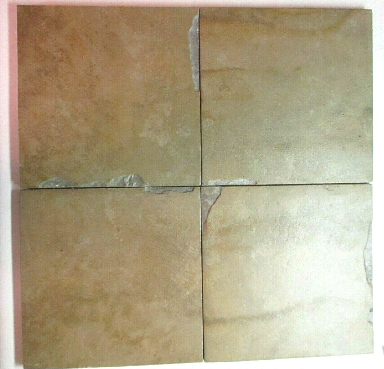 1 Floor Tile Italy Simulated Slate 6″ Sq Porcelain Matte Brown w/ Variations Vtg