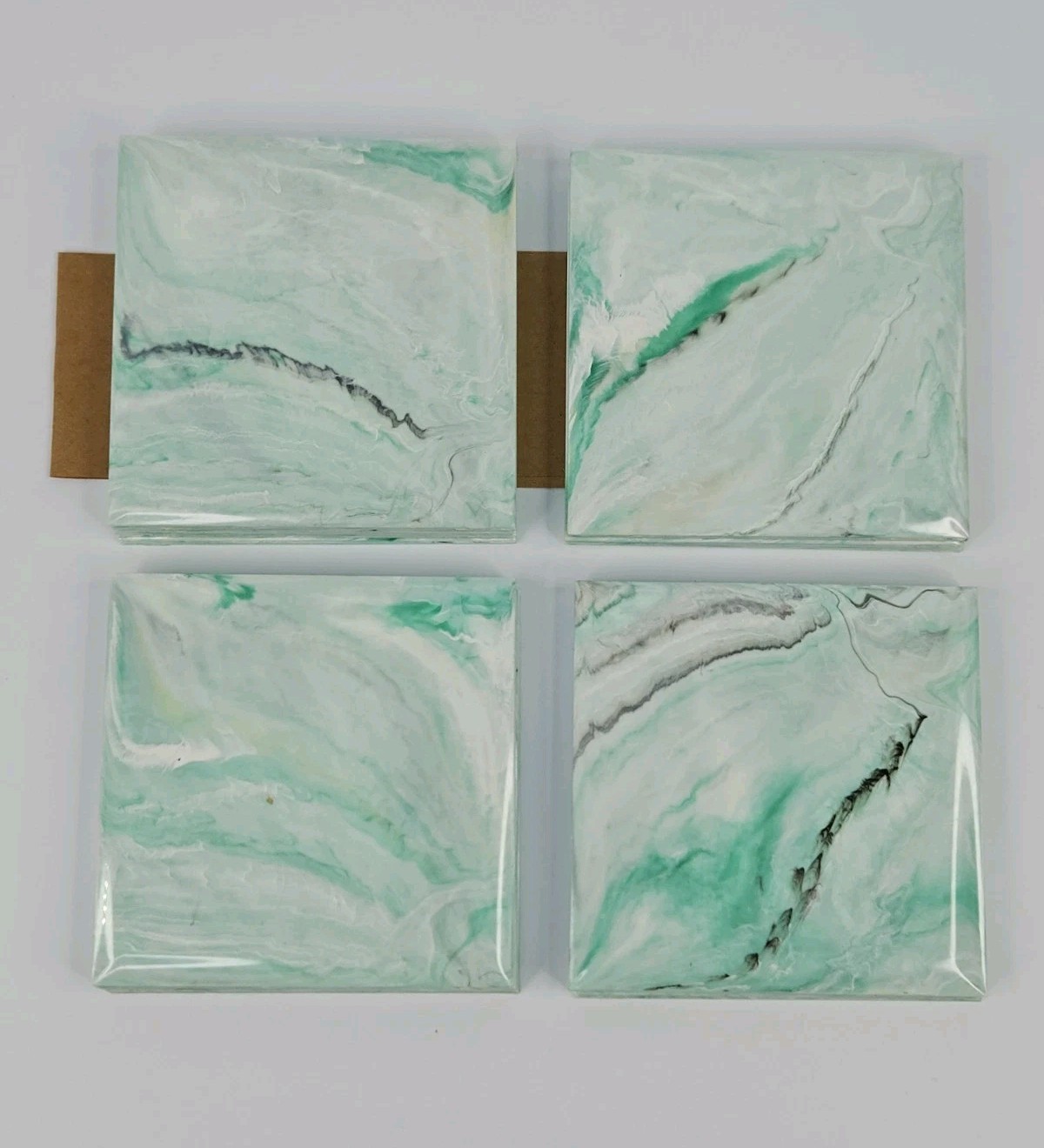Vintage Polystyrene wall tiles green white marble swirl unbranded. 40 pack.