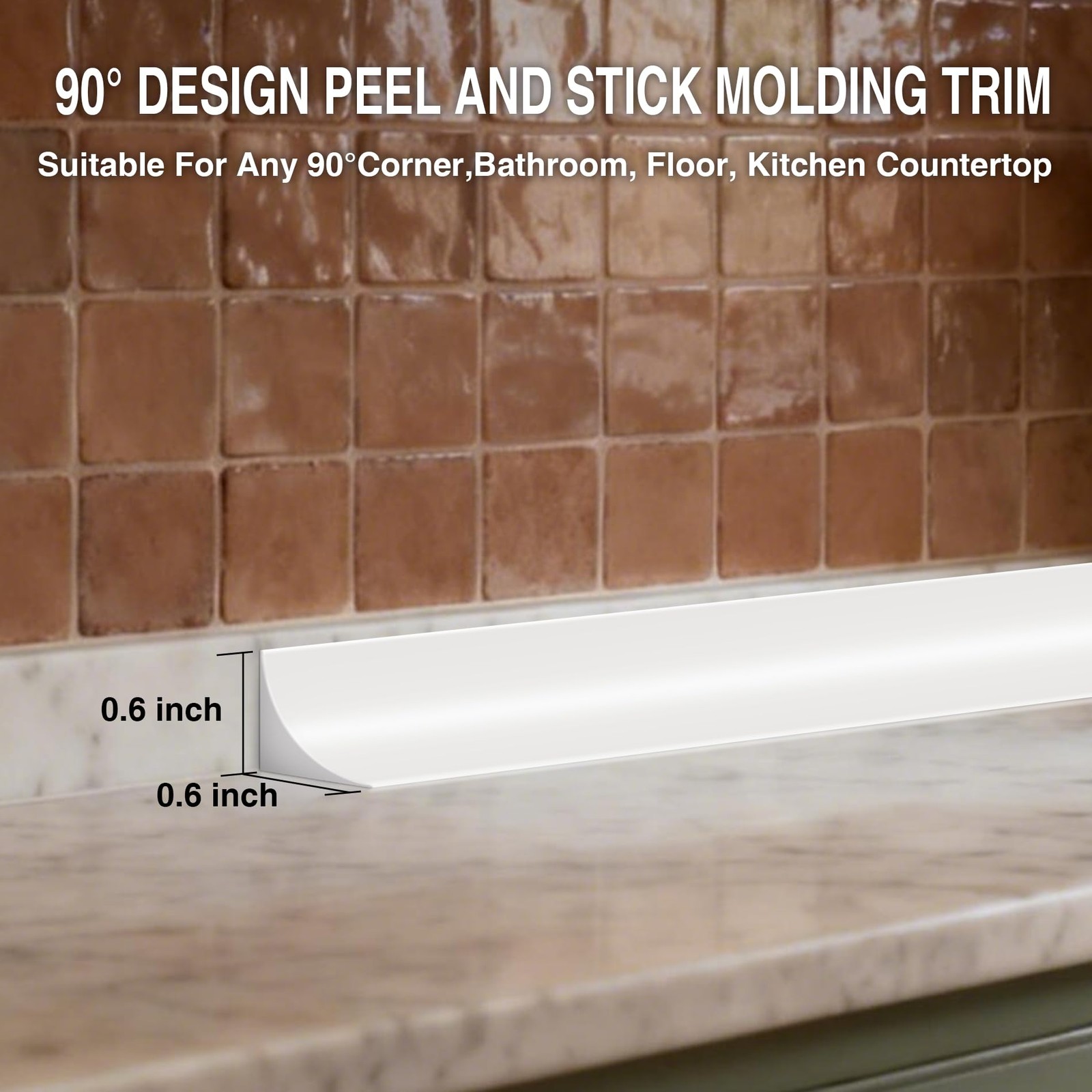 236 Inch Peel and Stick Quarter Round Molding Trim,Bathtub Trim Molding,Sink …