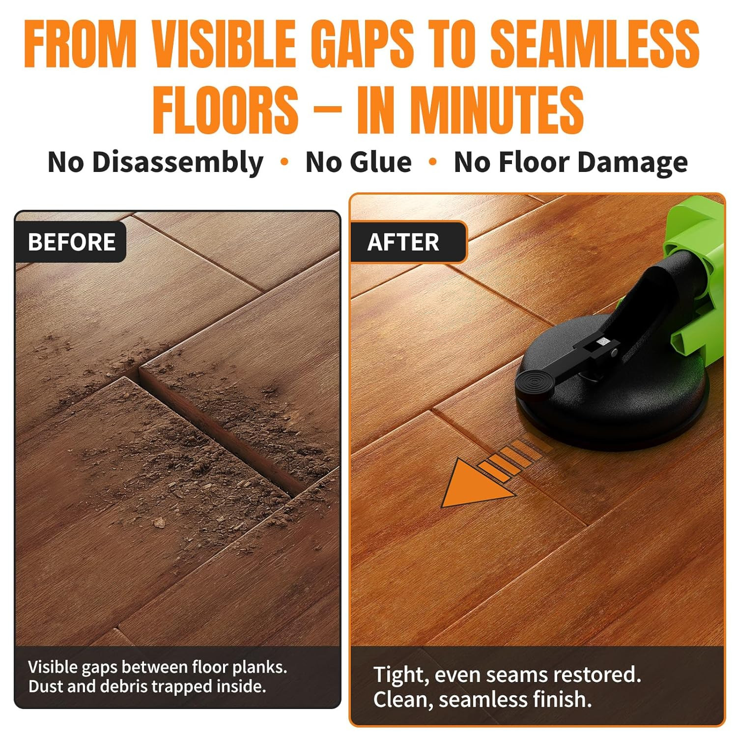 Floor Gap Fixer Tool Kit with Suction Cup & Rubber Mallet, Floating Floor Fixer
