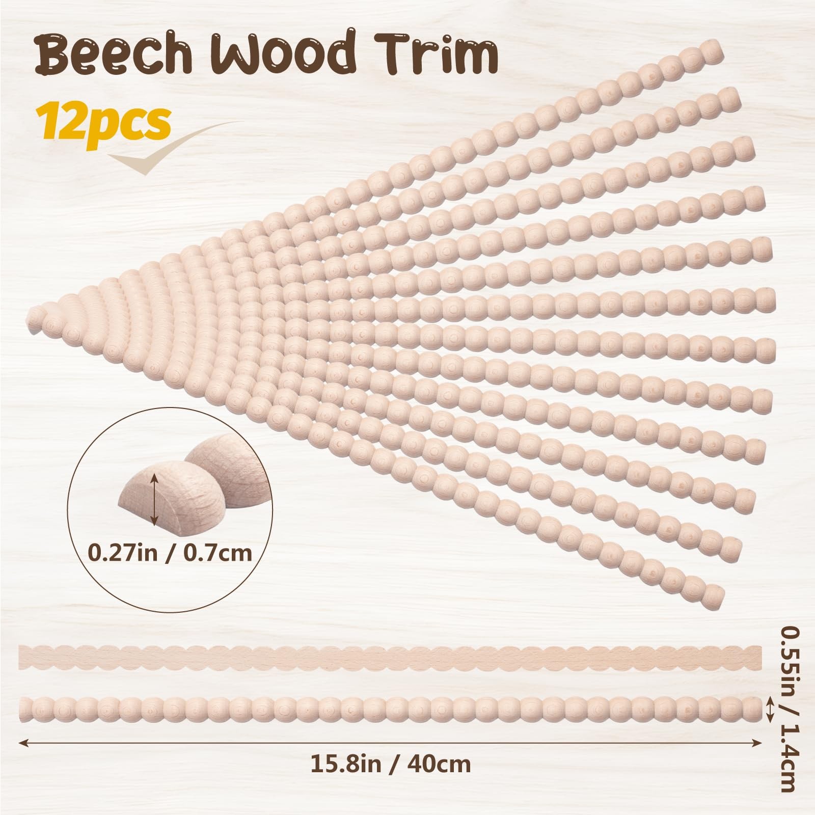 Beaded Wood Trim Molding Decorative, Bobbin Wood Moldings & Trims, 12 PCS 15….